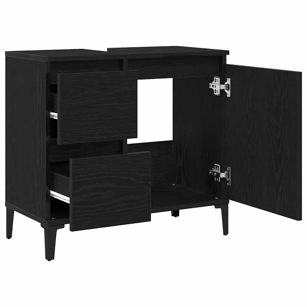 Wall-Mounted Bathroom Vanity Cabinet in Black Oak
