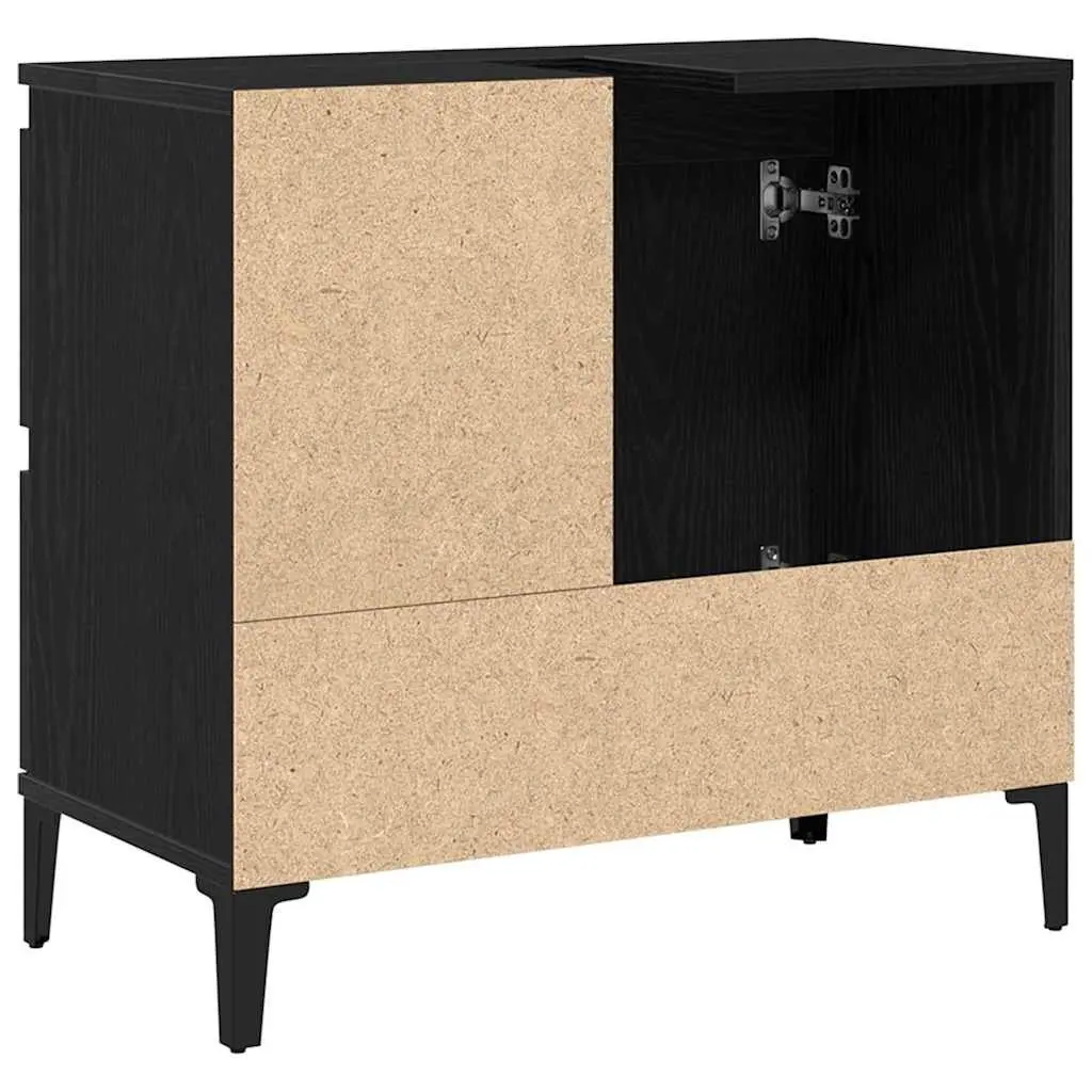 Wall-Mounted Bathroom Vanity Cabinet in Black Oak