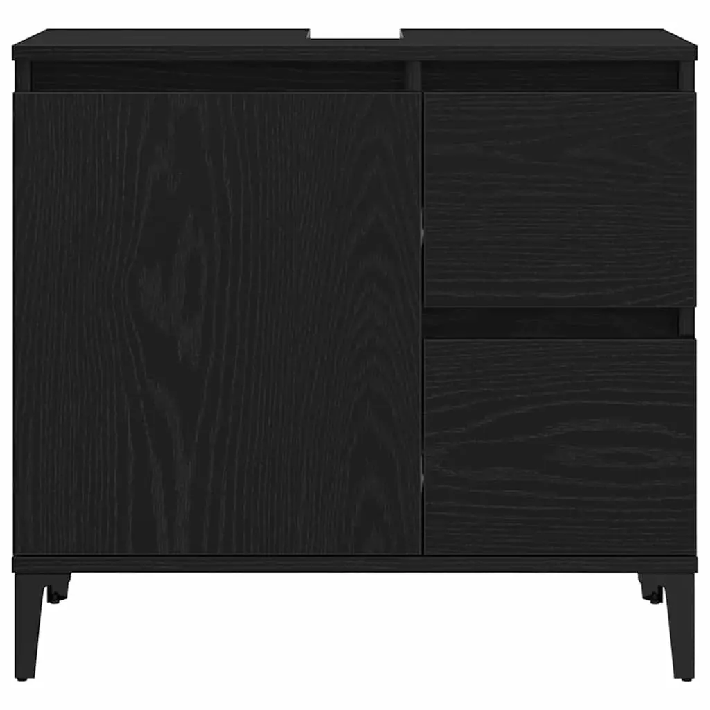 Wall-Mounted Bathroom Vanity Cabinet in Black Oak
