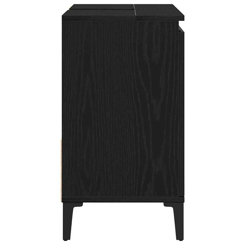 Wall-Mounted Bathroom Vanity Cabinet in Black Oak