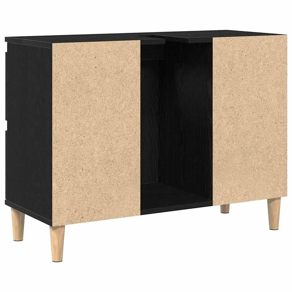Black Oak Wall-Mounted Bathroom Vanity Sink Unit