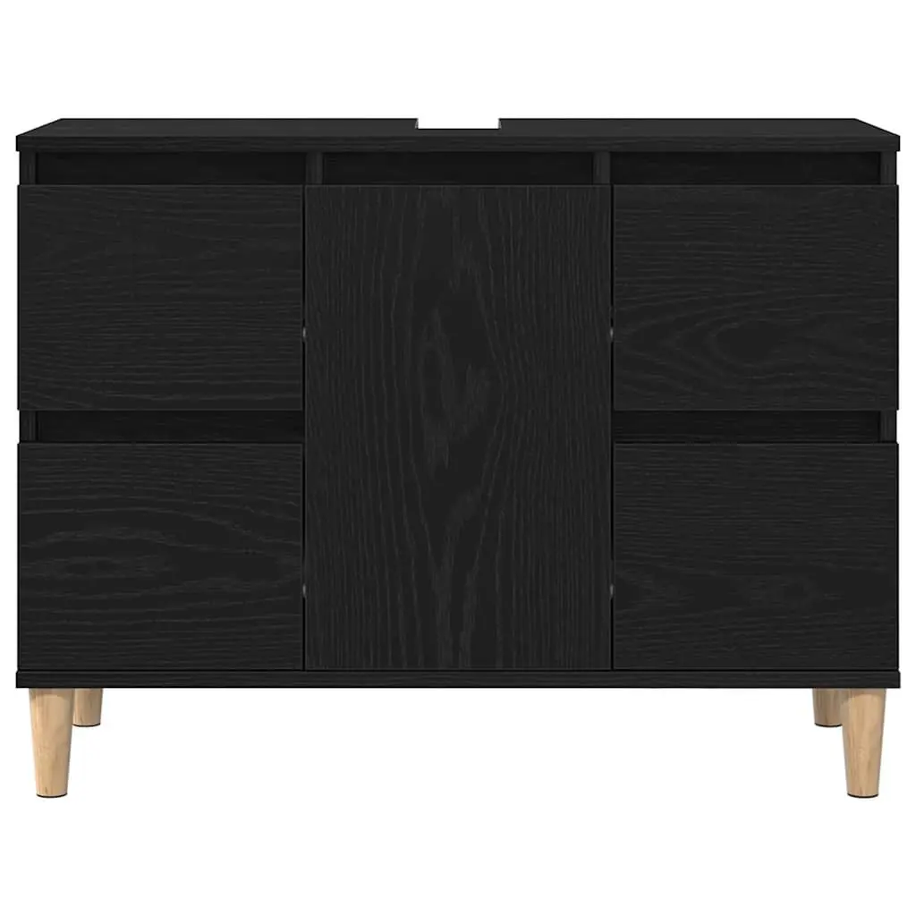 Black Oak Wall-Mounted Bathroom Vanity Sink Unit