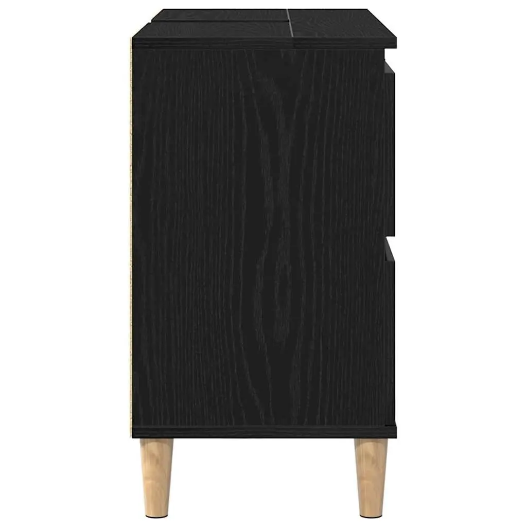 Black Oak Wall-Mounted Bathroom Vanity Sink Unit