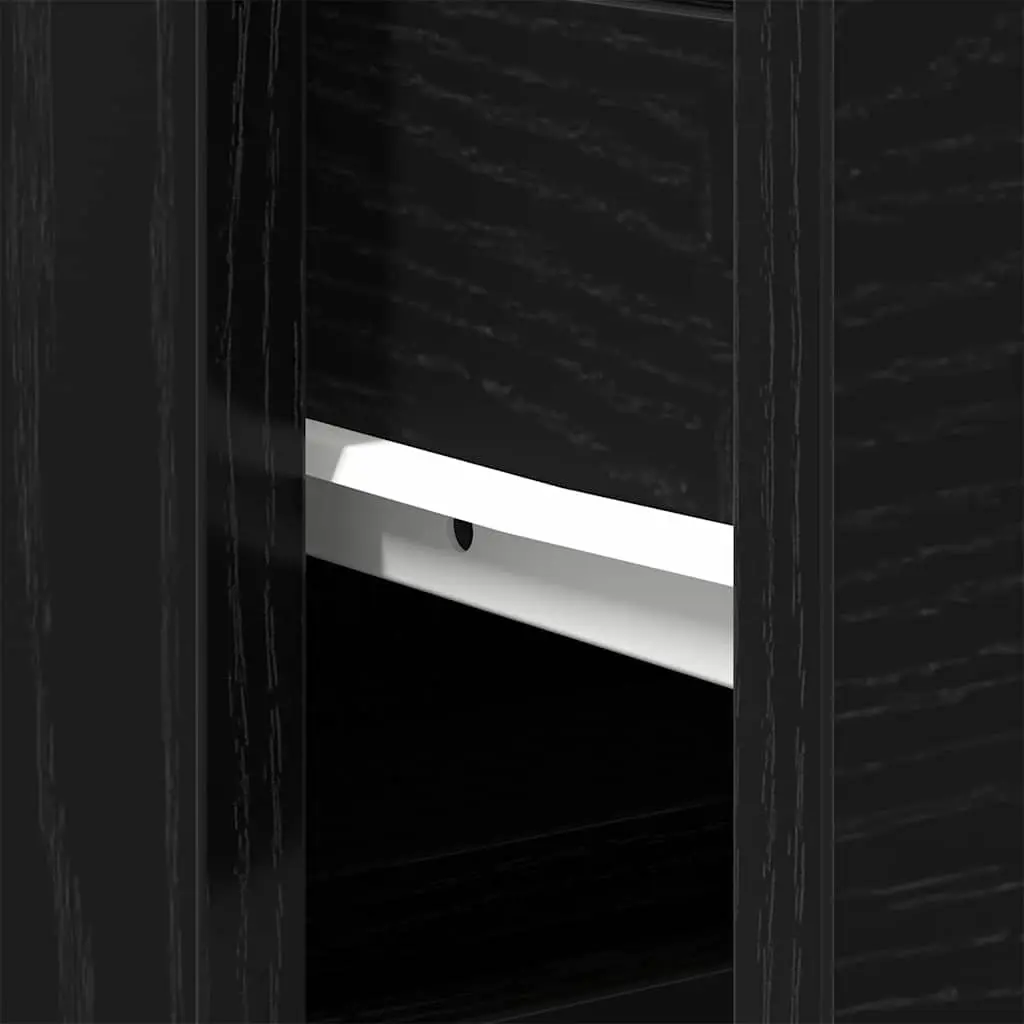 Black Oak Wall-Mounted Bathroom Vanity Sink Unit