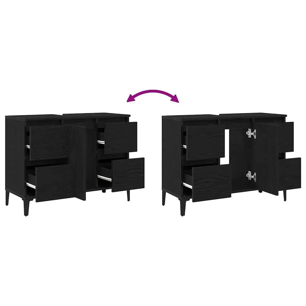 Black Wall-Mounted Bathroom Sink Cabinet