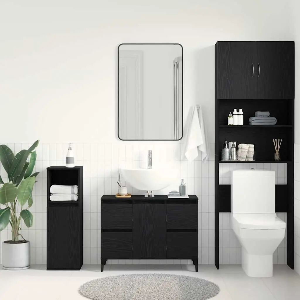 Black Wall-Mounted Bathroom Sink Cabinet
