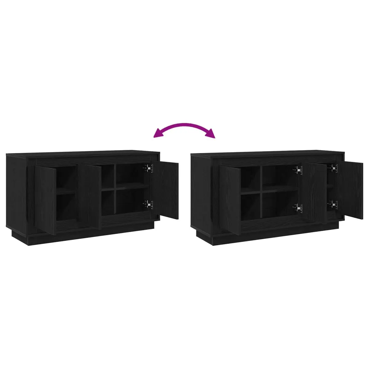 Sideboard Engineered Wood 102 x 35 x 55 cm Black Oak Storage Cabinet Dining