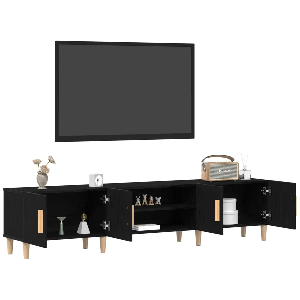 TV Cabinet Engineered Wood 180cm Black