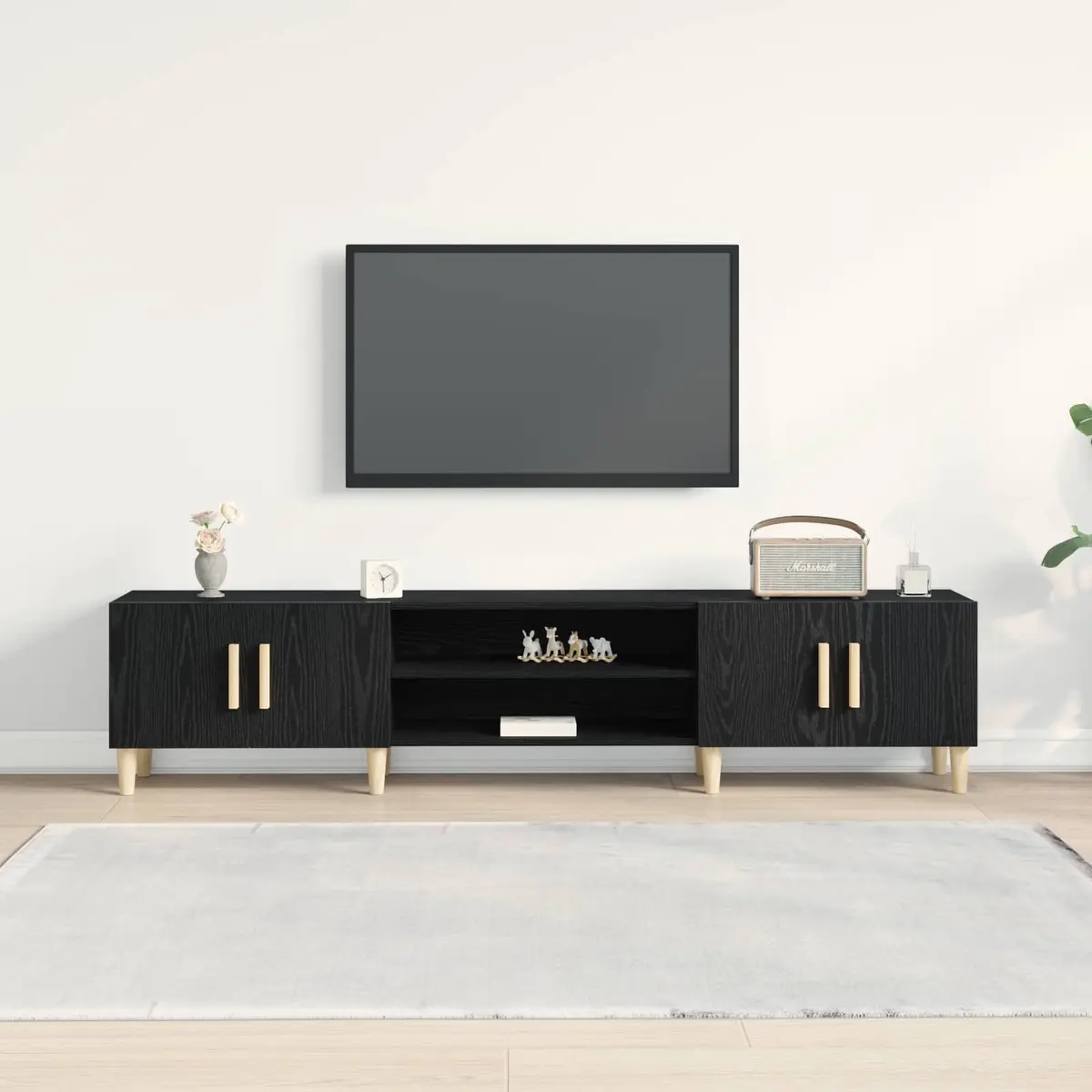 TV Cabinet Engineered Wood 180cm Black