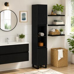 Stylish Black Engineered Wood Bathroom Vanity Cabinet