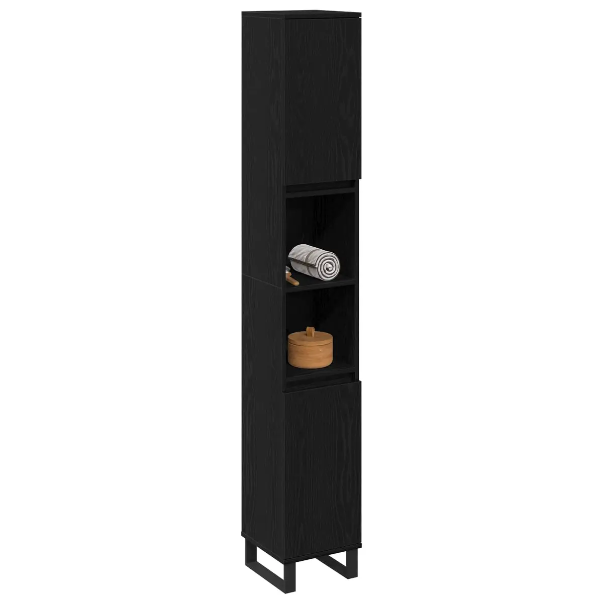 Black Engineered Wood Bathroom Vanity Cabinet