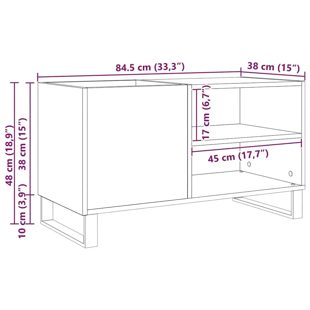 Media Storage Cabinet Engineered Wood 85 x 38 x 48 cm Black Oak
