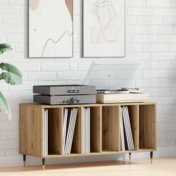 Stylish Brown Engineered Wood Record Cabinet