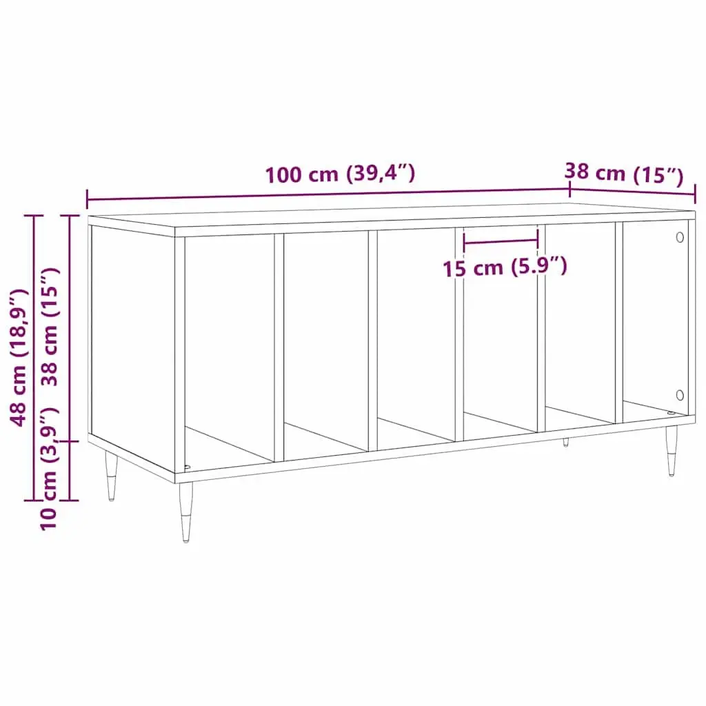 Record Cabinet Engineered Wood 100 x 38 x 48 cm Brown