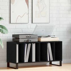 Stylish Black Media Storage Cabinet with Durable Build