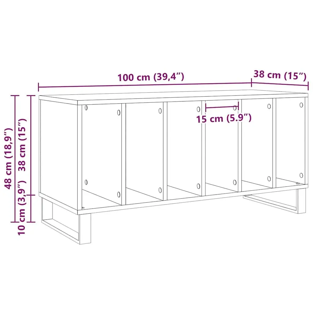 Media Storage Cabinet Engineered Wood 100 x 38 x 48 cm Black