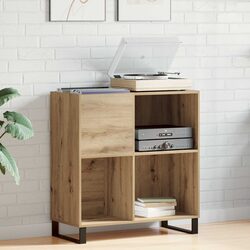 Stylish Engineered Wood Media Shelf for Record Storage