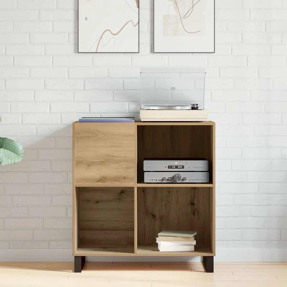 Record Storage Cabinet Engineered Wood Brown 84.5 x 38 x 89 cm