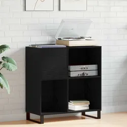 Stylish Black Oak Record Cabinet for Media Storage