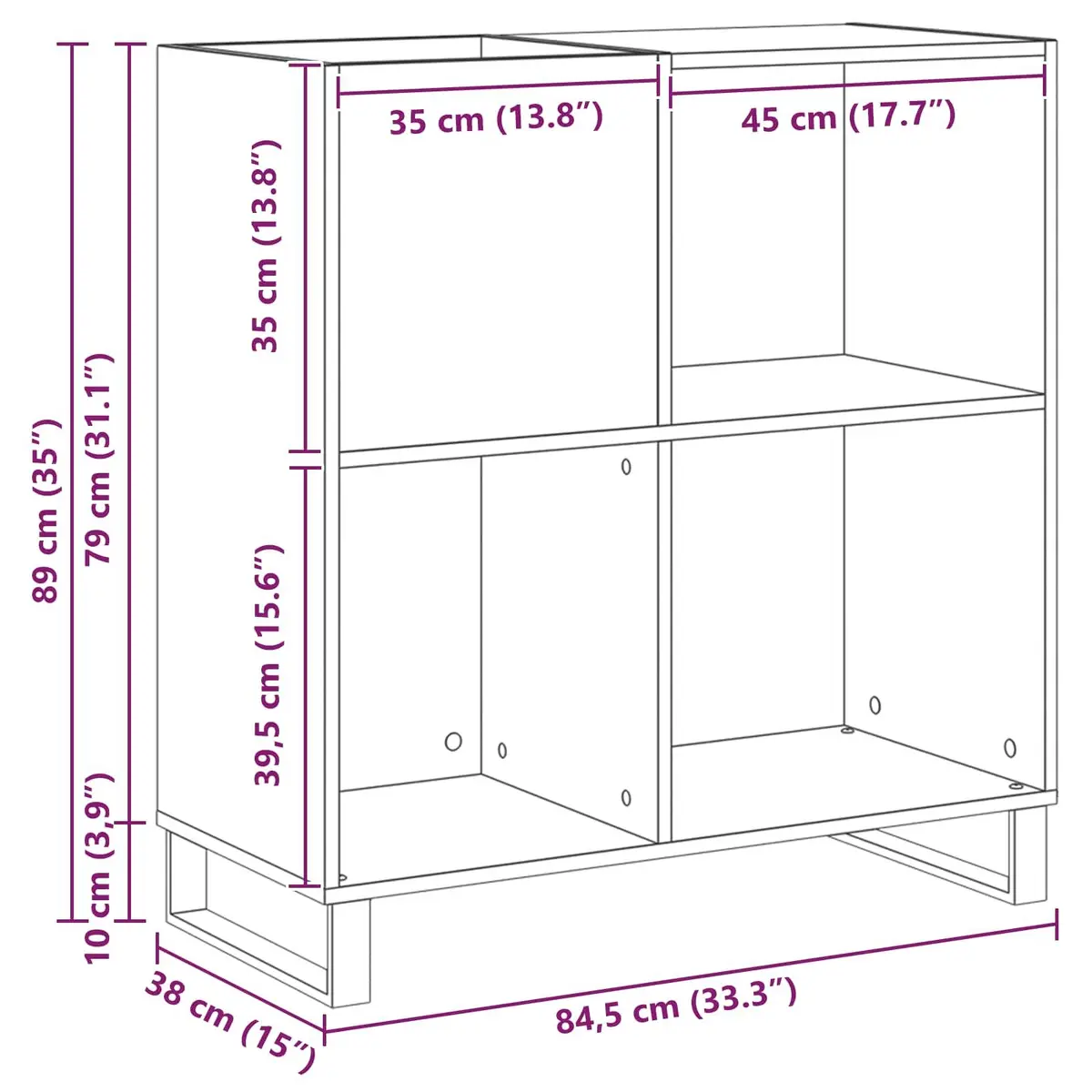 Record Cabinet Engineered Wood 85 x 38 x 89 cm Black