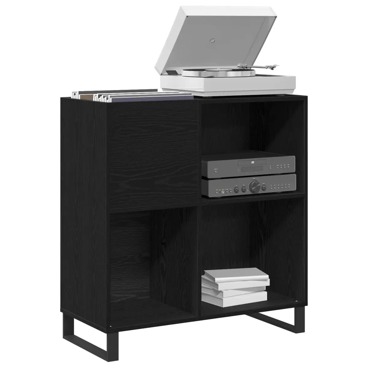 Record Cabinet Engineered Wood 85 x 38 x 89 cm Black