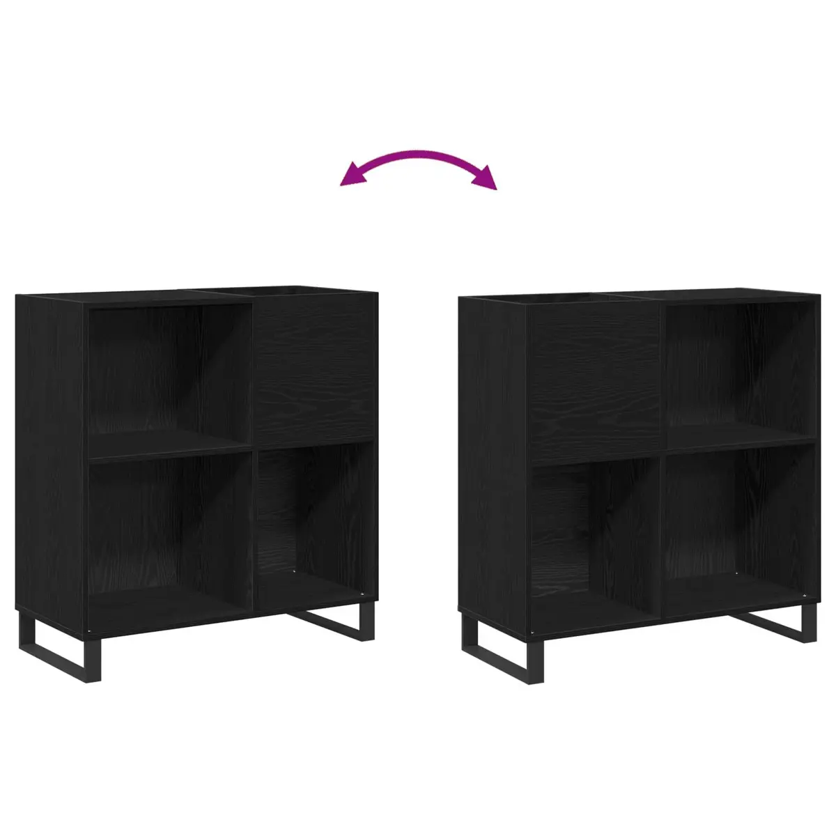 Record Cabinet Engineered Wood 85 x 38 x 89 cm Black