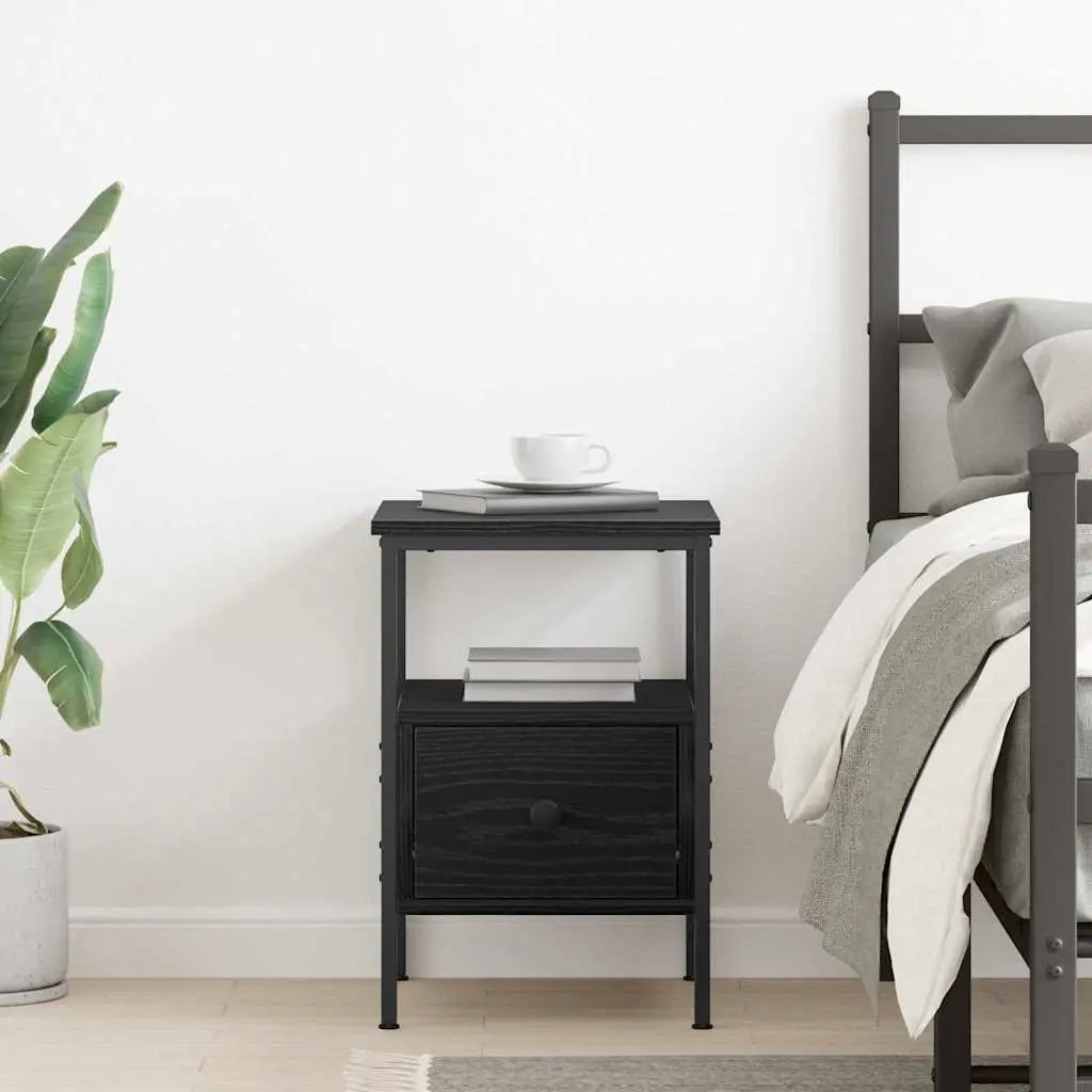Bedside Table Engineered Wood 34x36x50cm Black