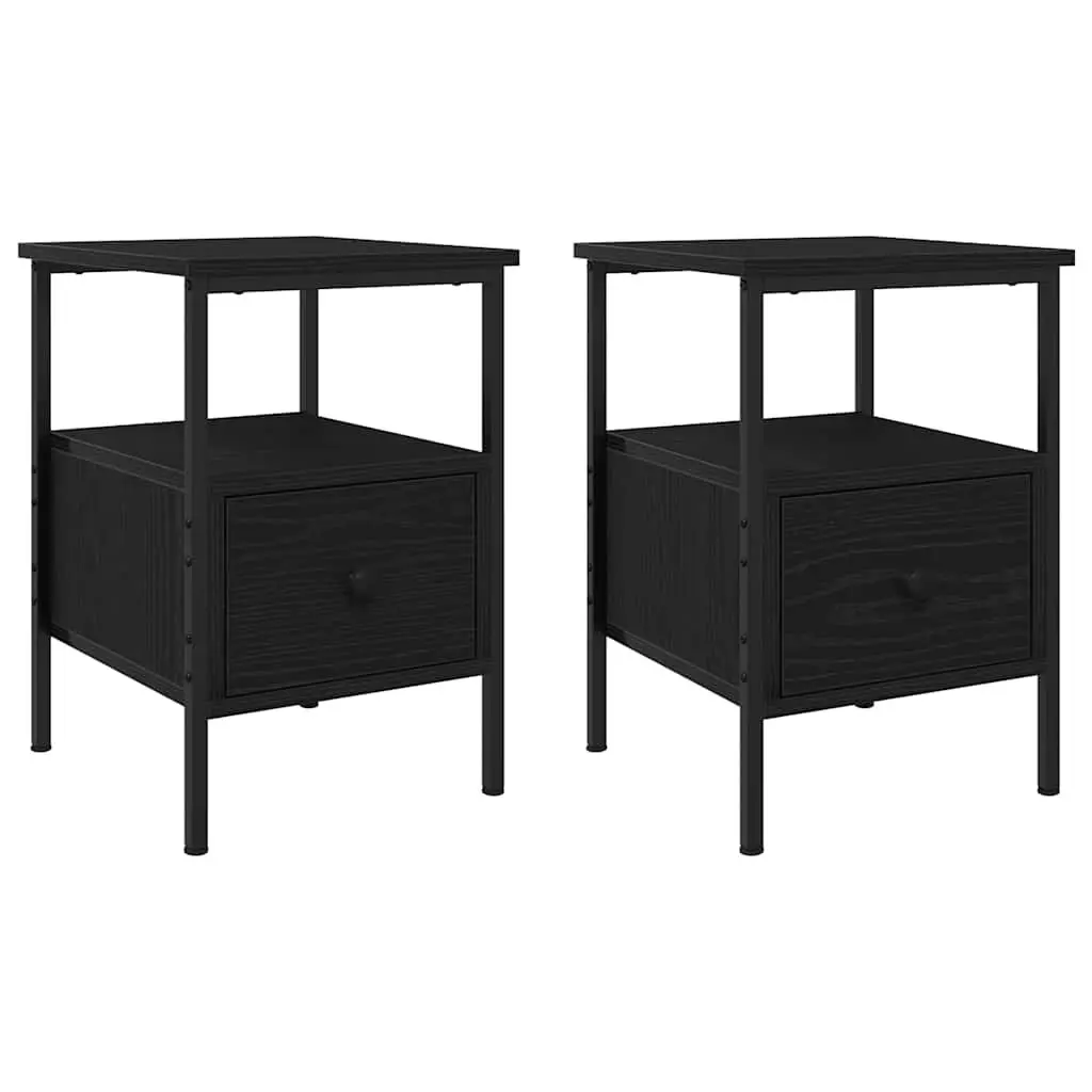 Bedside Table Engineered Wood 34 x 36 x 50 cm Black 2 pcs