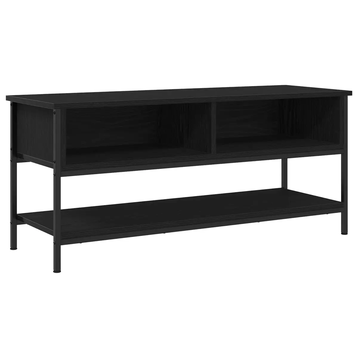 Wall-Mounted TV Cabinet Set in Black Engineered Wood