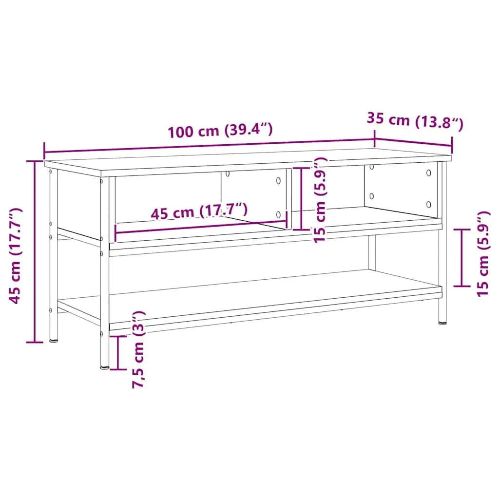 Wall-Mounted TV Cabinet Set in Black Engineered Wood