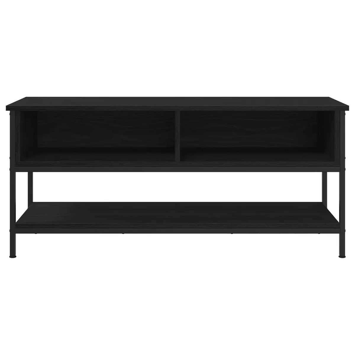 Wall-Mounted TV Cabinet Set in Black Engineered Wood