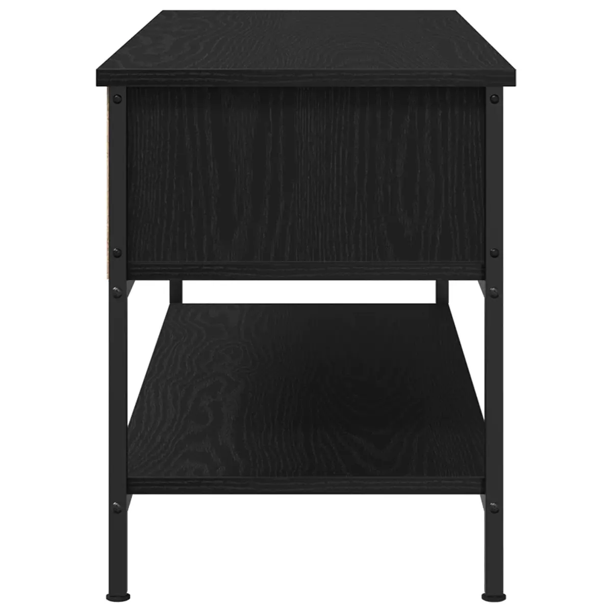 Wall-Mounted TV Cabinet Set in Black Engineered Wood