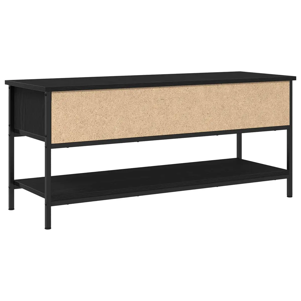Wall-Mounted TV Cabinet Set in Black Engineered Wood
