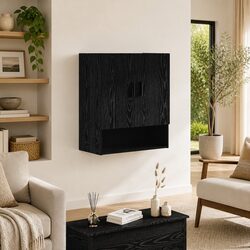 Stylish Wall-Mounted Storage Cabinet in Black Oak