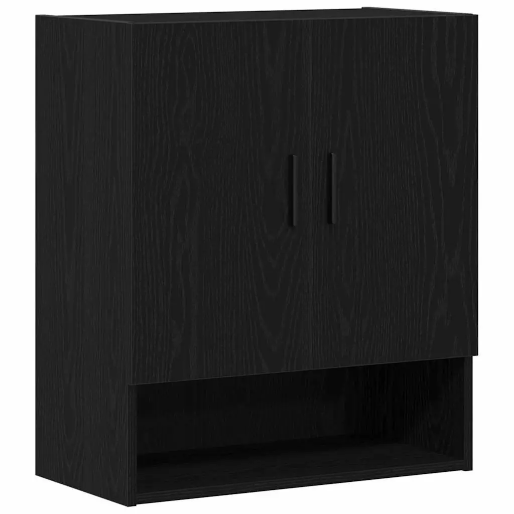 Wall-Mounted Storage Cabinet in Black Oak