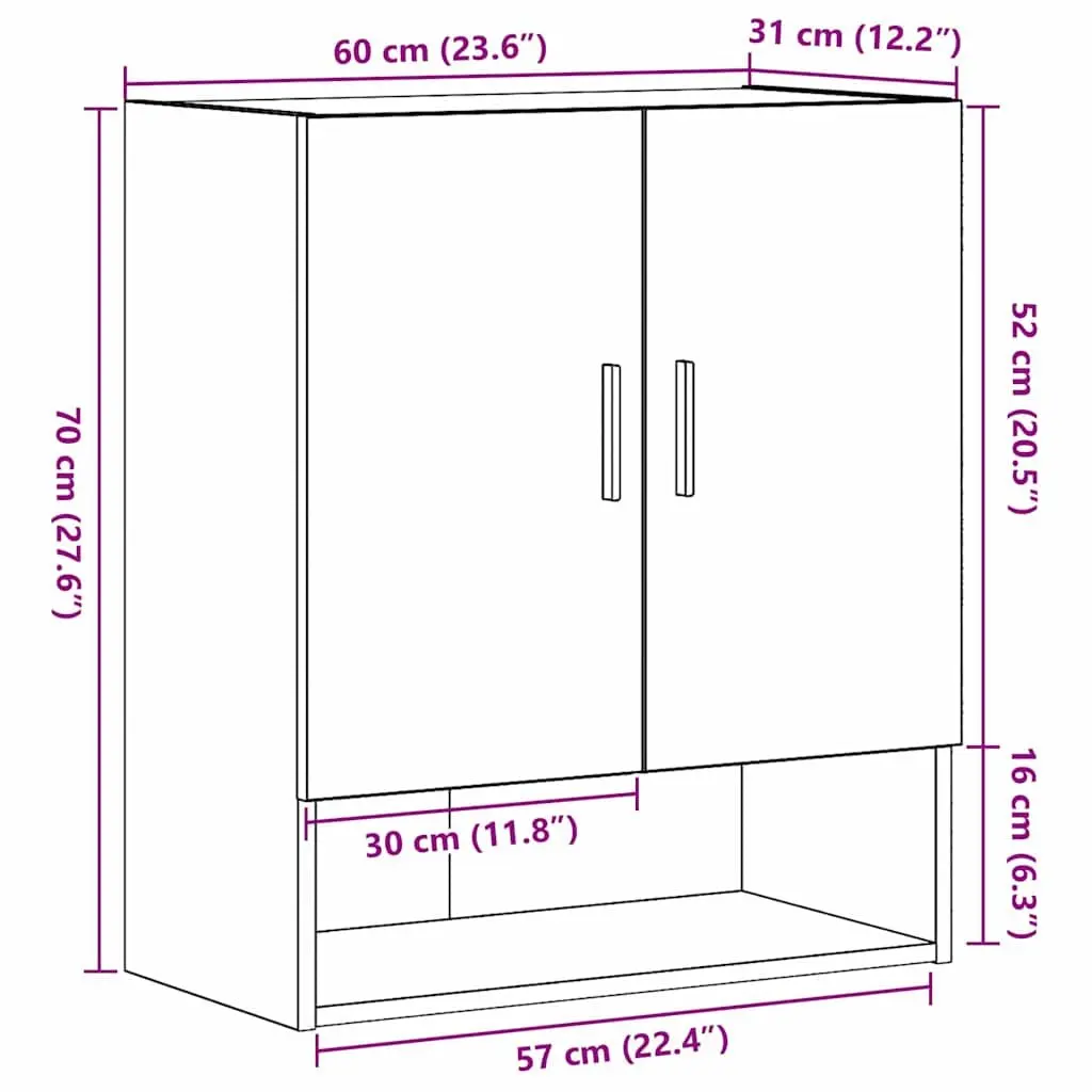 Wall-Mounted Storage Cabinet in Black Oak
