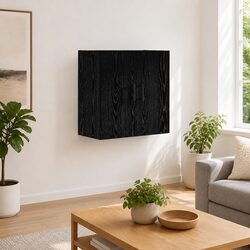 Modern Black Oak Wall-mounted Storage Cabinet