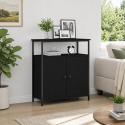 Modern Black Oak Sideboard with Steel Accents