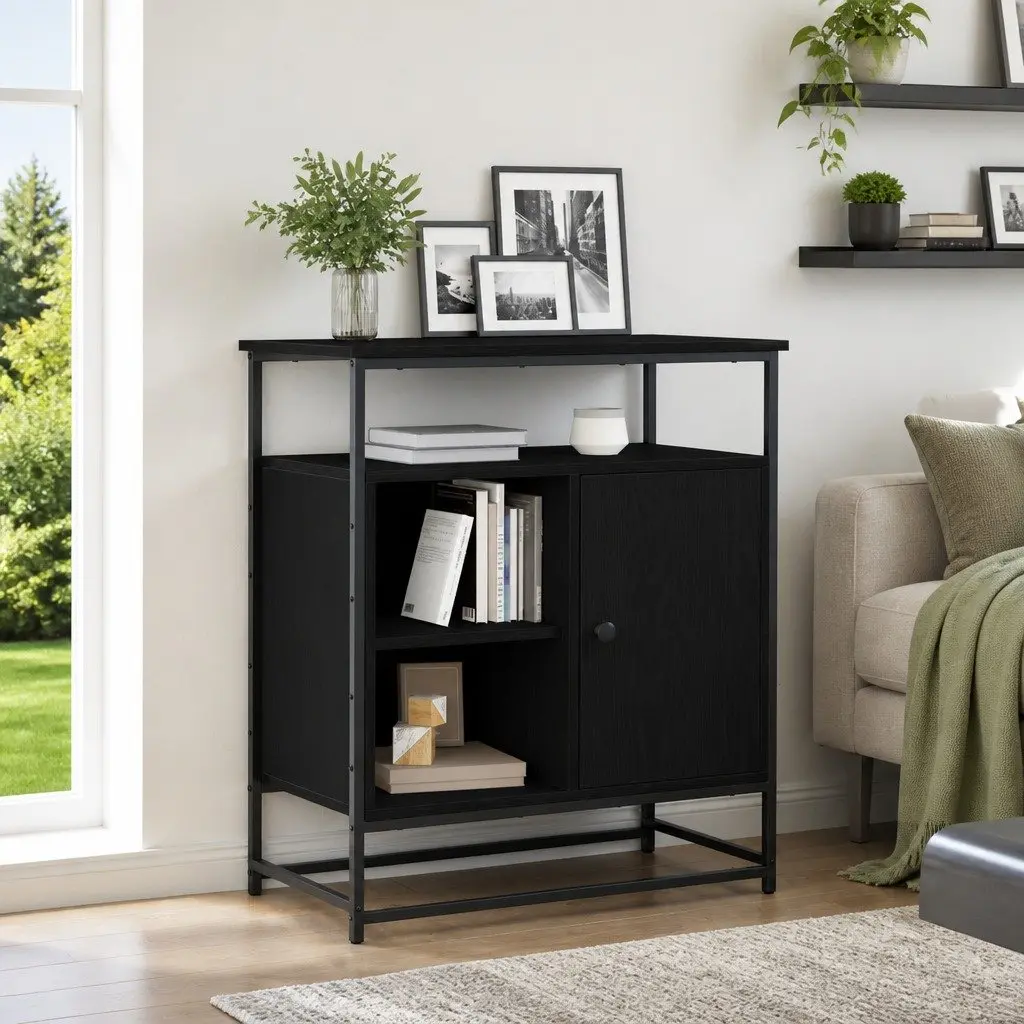 Black Storage Sideboard for Dining and Living