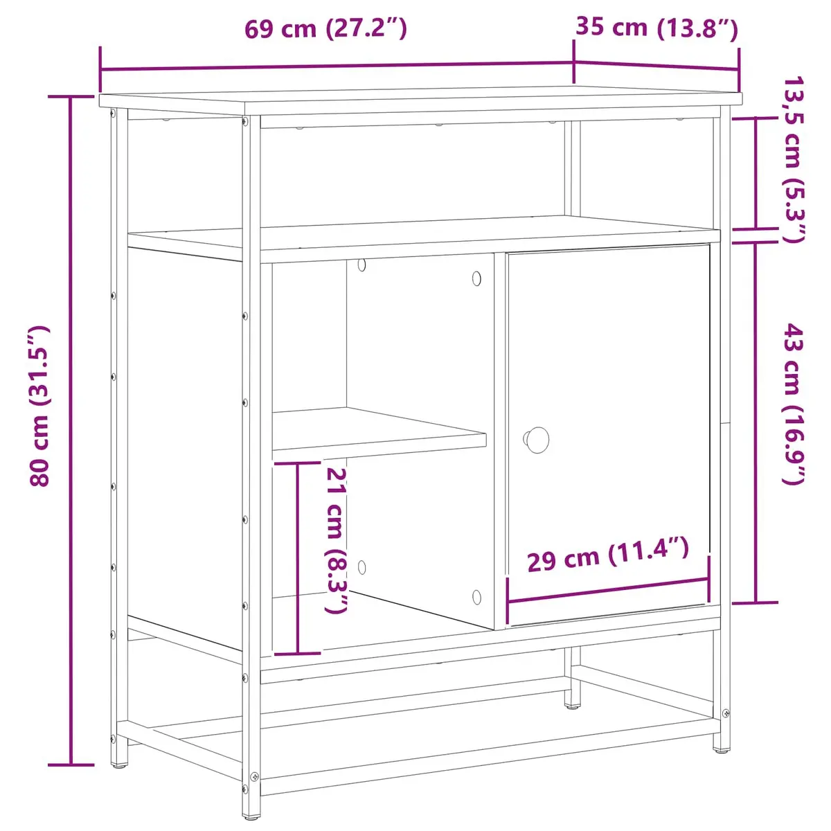 Black Storage Sideboard for Dining and Living