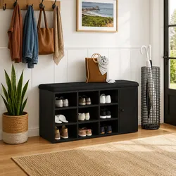 Engineered Wood Storage Bench in Black Oak 102 x 32 x 50 cm