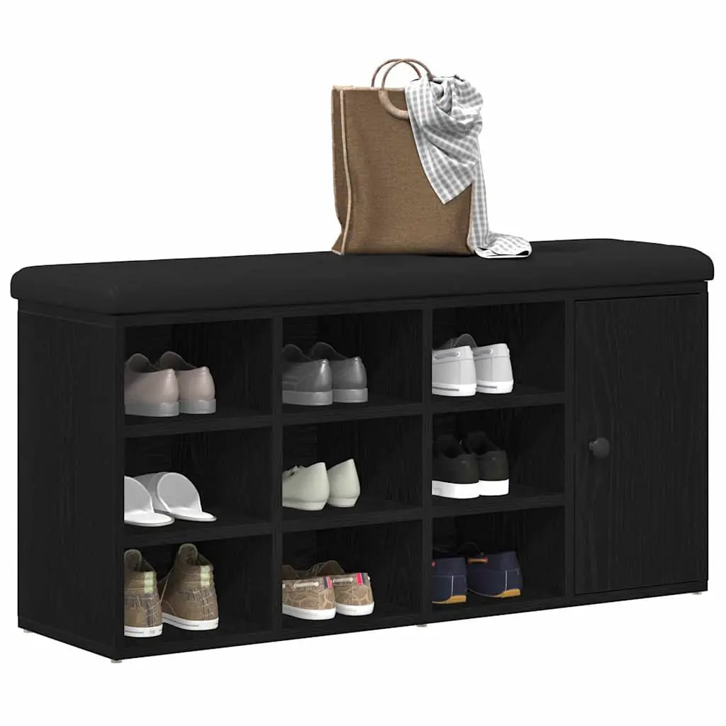 Engineered Wood Storage Bench in Black Oak 102 x 32 x 50 cm