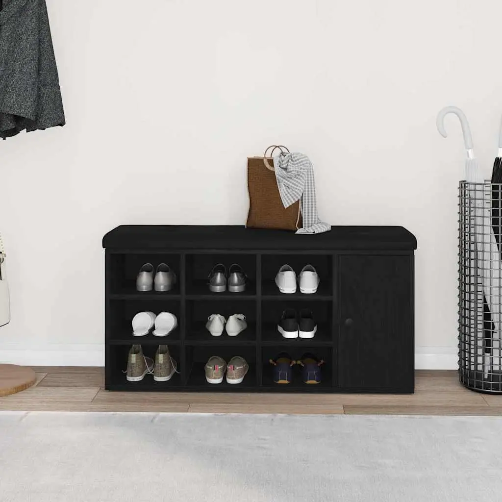 Engineered Wood Storage Bench in Black Oak 102 x 32 x 50 cm