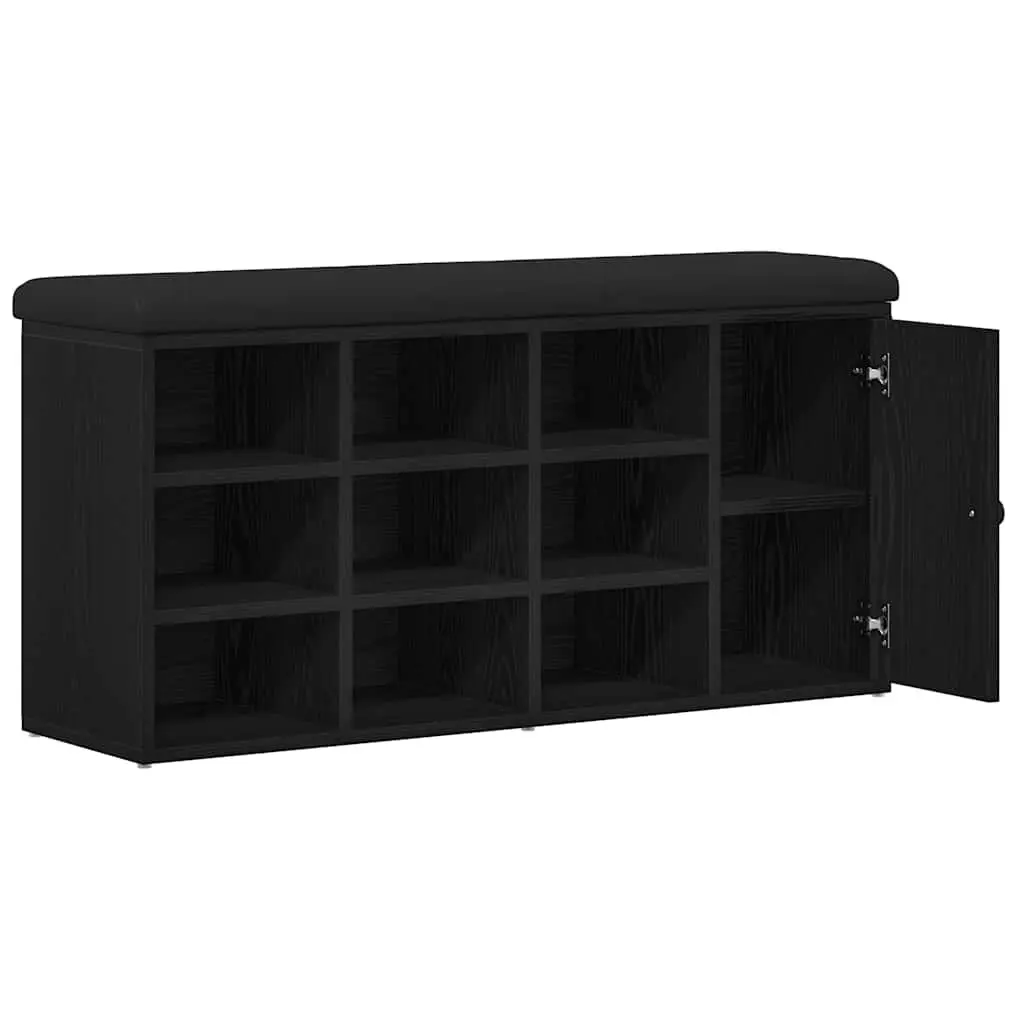 Engineered Wood Storage Bench in Black Oak 102 x 32 x 50 cm