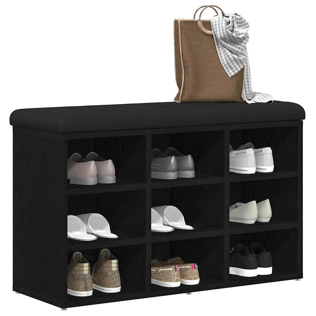 Black Shoe Bench with Durable Storage