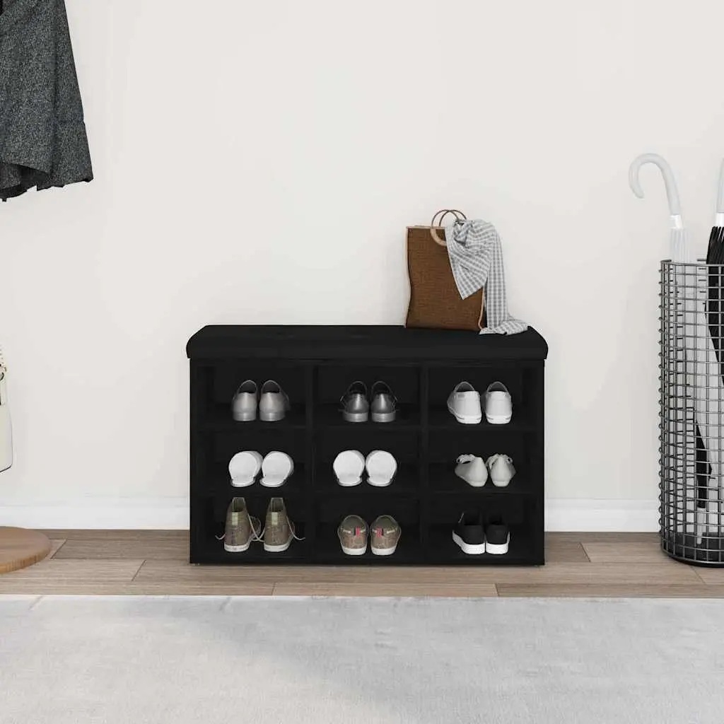 Black Shoe Bench with Durable Storage