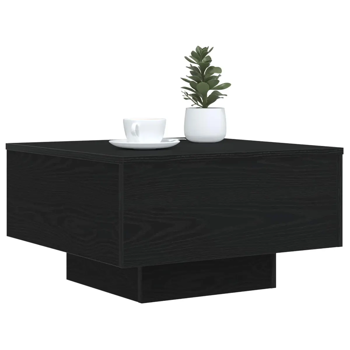 Black Oak Coffee Table with LED Lighting 55x55x31cm