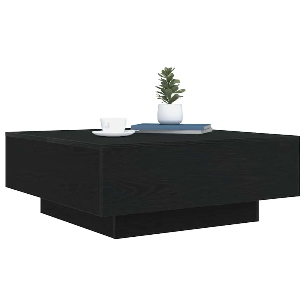 Black Oak Coffee Table with LED Lighting 80x80x31cm