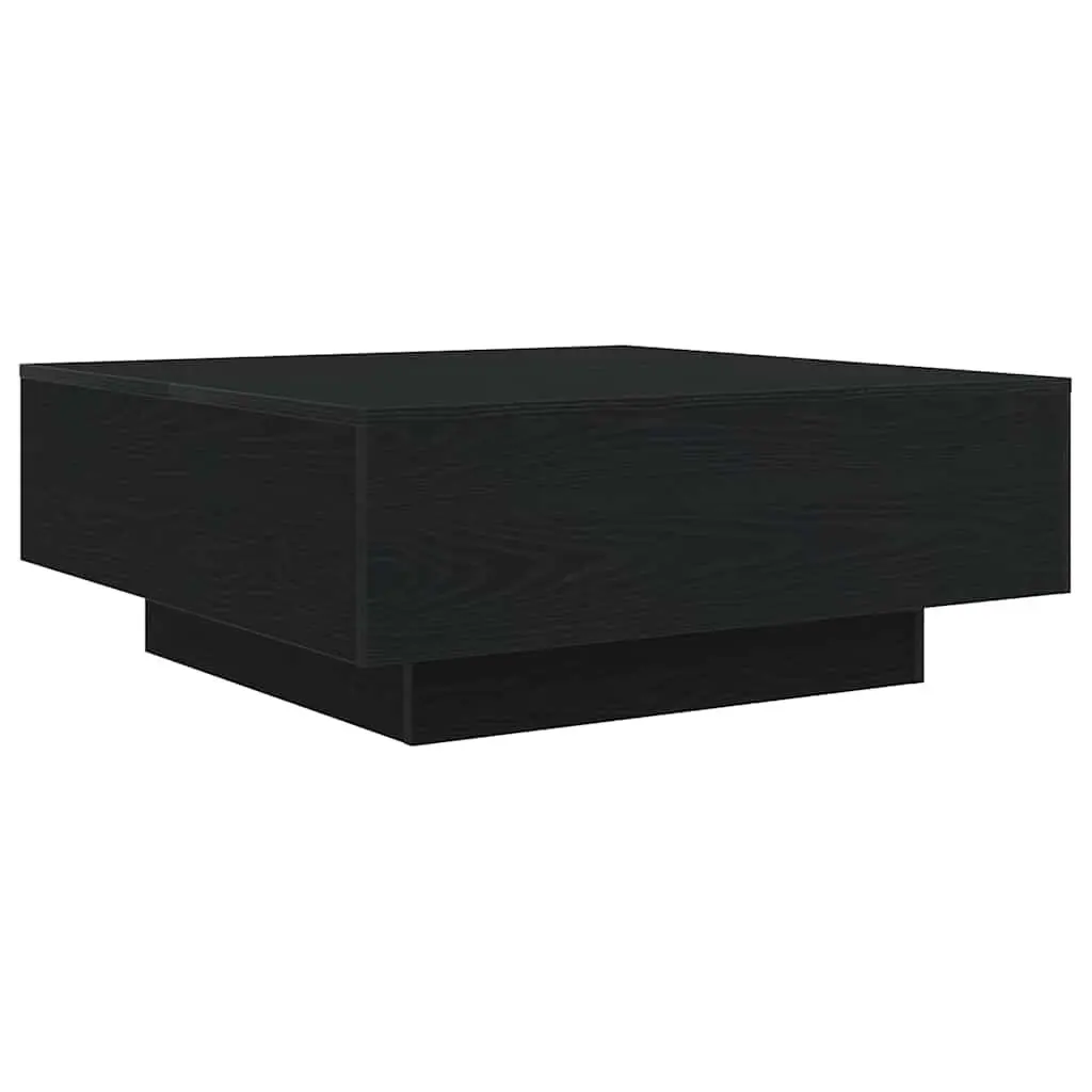 Black Oak Coffee Table with LED Lighting 80x80x31cm