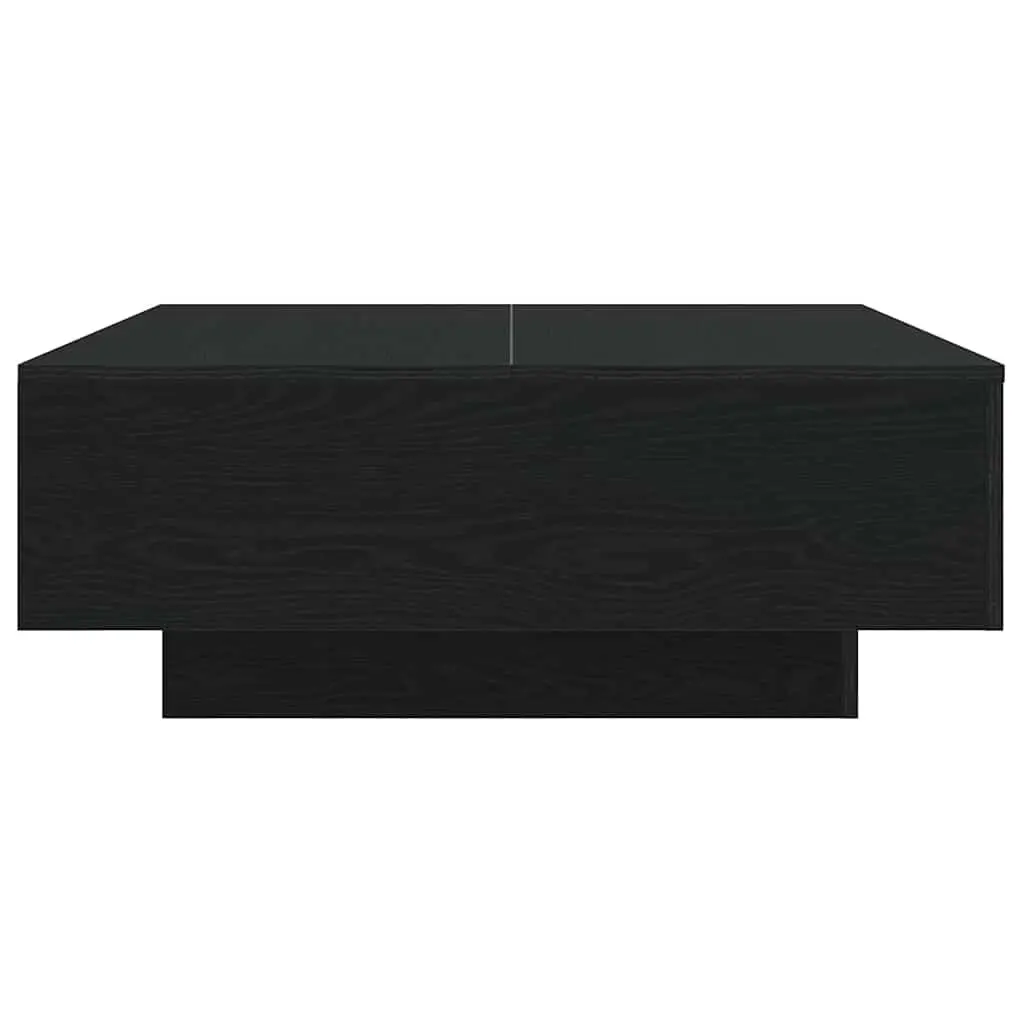 Black Oak Coffee Table with LED Lighting 80x80x31cm